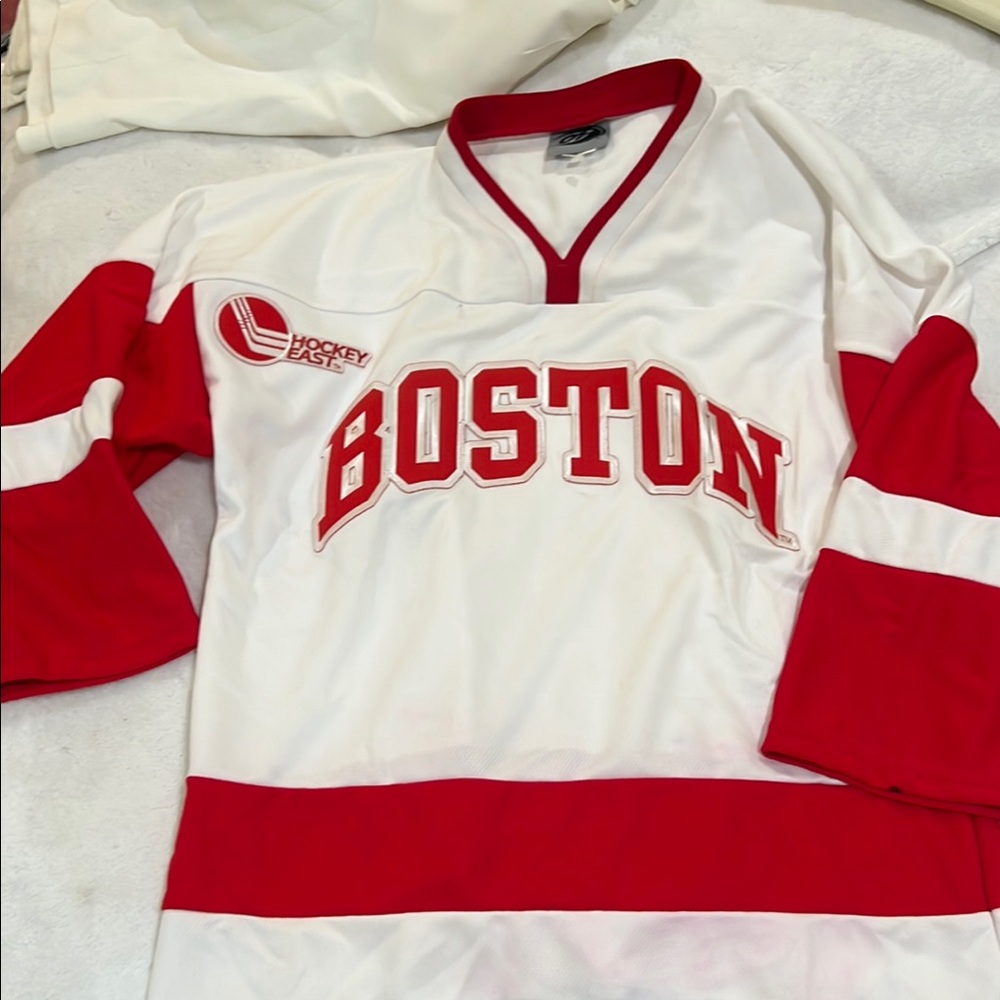 Boston Red and White Kids Hockey Jersey